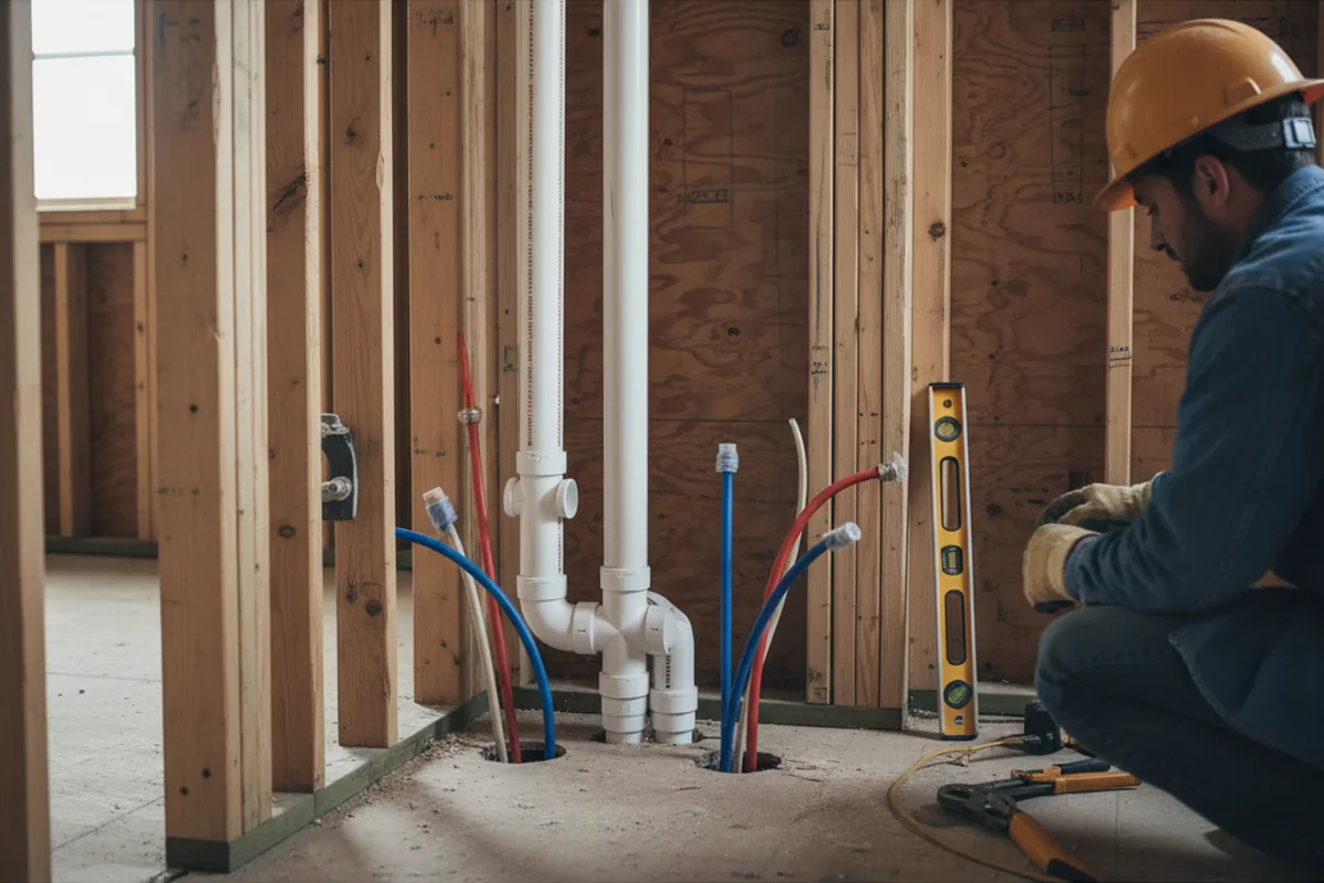 Drain and supply rough-in during Drain Cleaning in Mineral City