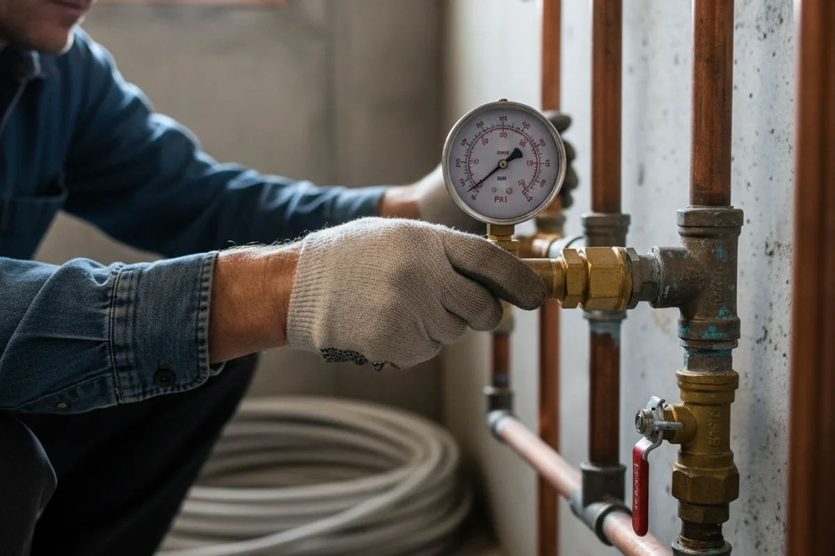 Pressure testing a repaired line during Water Line Repair in Mineral City